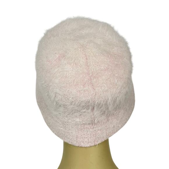 Y2K Powder Pink Angora Fuzzy Bucket Hat OS Cozy 20s Cloche Hat Winter Coquette - Picture 4 of 9